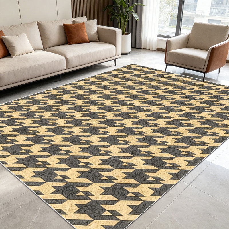 1PC Houndstooth area rugs for Living Room, Soft and Comfortable, Suitable for all seasons, easy-to-maintain, machine washable Indoor floor mat, Under Table Farmhouse suitable for dining room, bedroom, kitchen, entryway, home hallway, patio, home