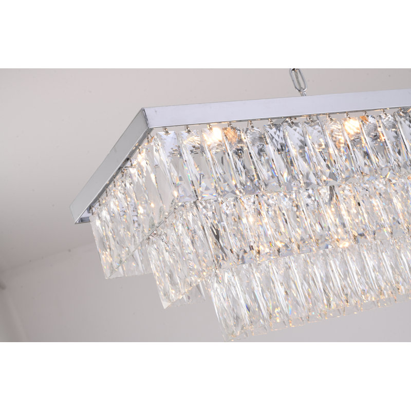 Lustre 16 lumières avec détails en cristal, Chrome chrome