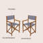 Chaises de réalisateur pliantes en bois d'acacia Cukor Coastal, siège en tissu de polyester gris et structure en teck brun pour patio, terrasse et balcon-929740002