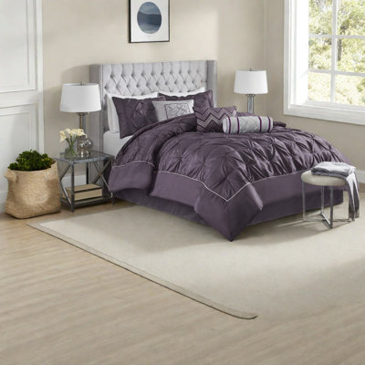 Elegant Plum Bedding Sets, Polyester King Size, Modern Bedroom Decor