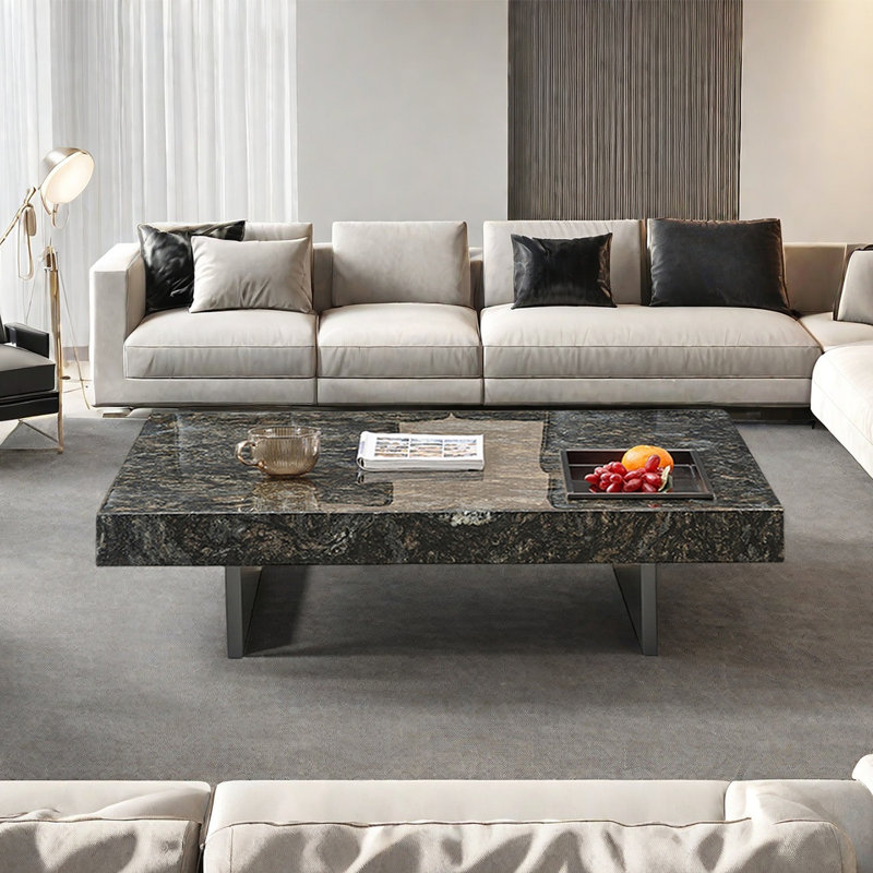 Table basse rectangulaire suspendue en marbre, Noir