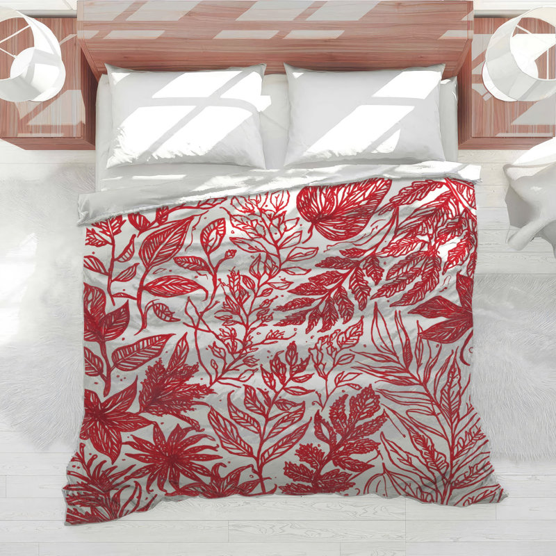 Édredon Red Botanical Illustration, Grand lit