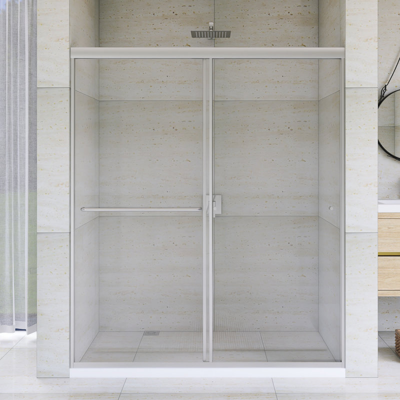 60 po X P 72 po Porte de douche coulissante double H, Nickel brossé