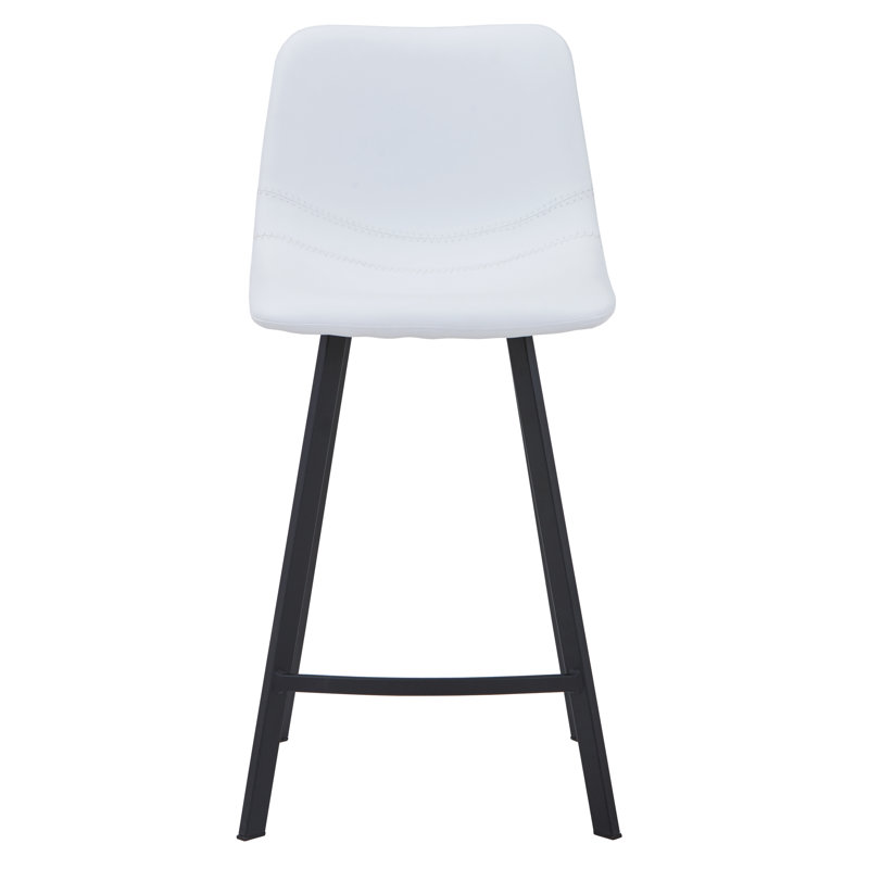 Tabouret de bar et de comptoir en cuir synthétique Latitude Run - Siège en polyuréthane sans accoudoirs avec repose-pieds, pieds en fer - Chaise d'appoint pour îlot de cuisine, bar personnel, pub, café, salle à manger