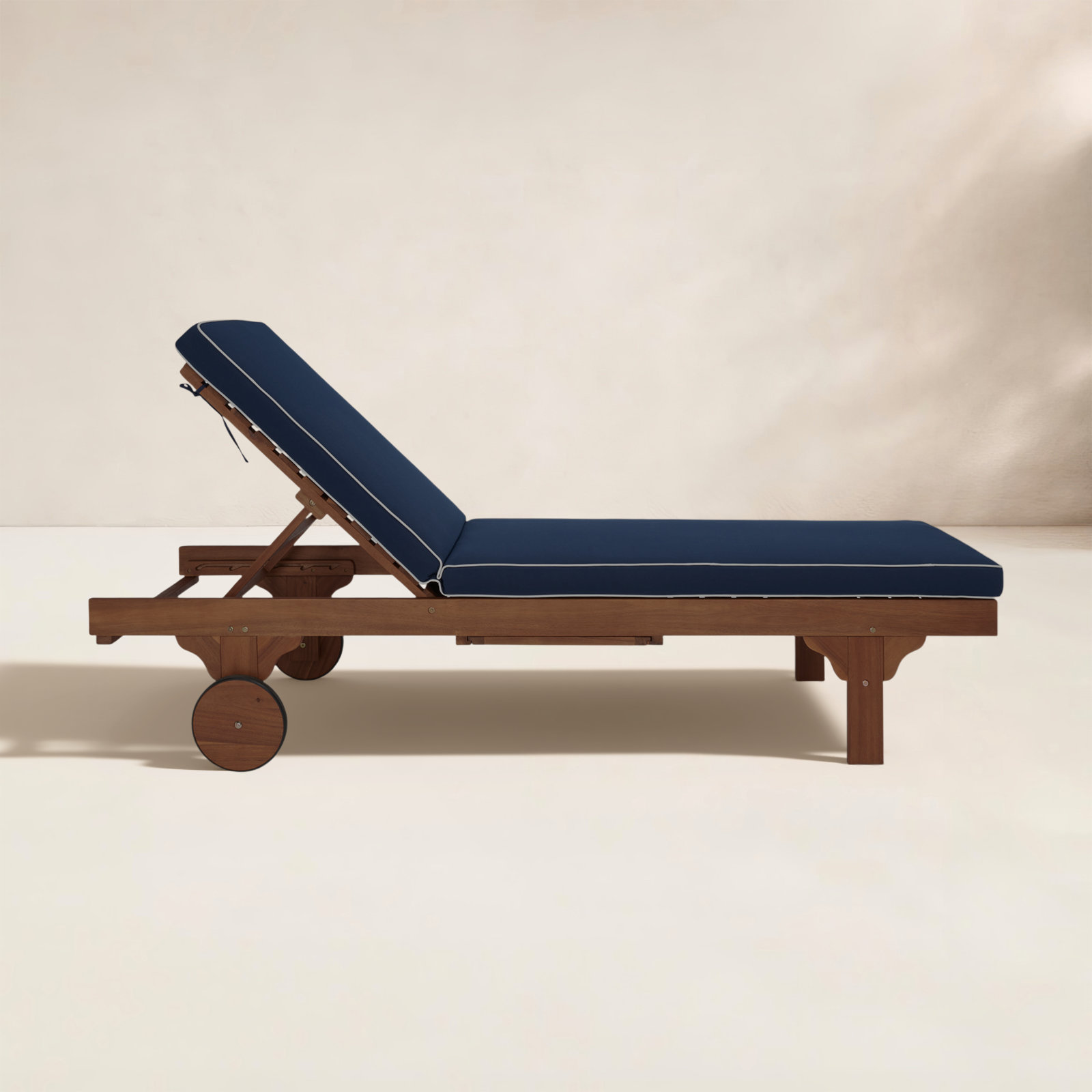 Jivera 25" Acacia Patio Chaise Lounge, Navy