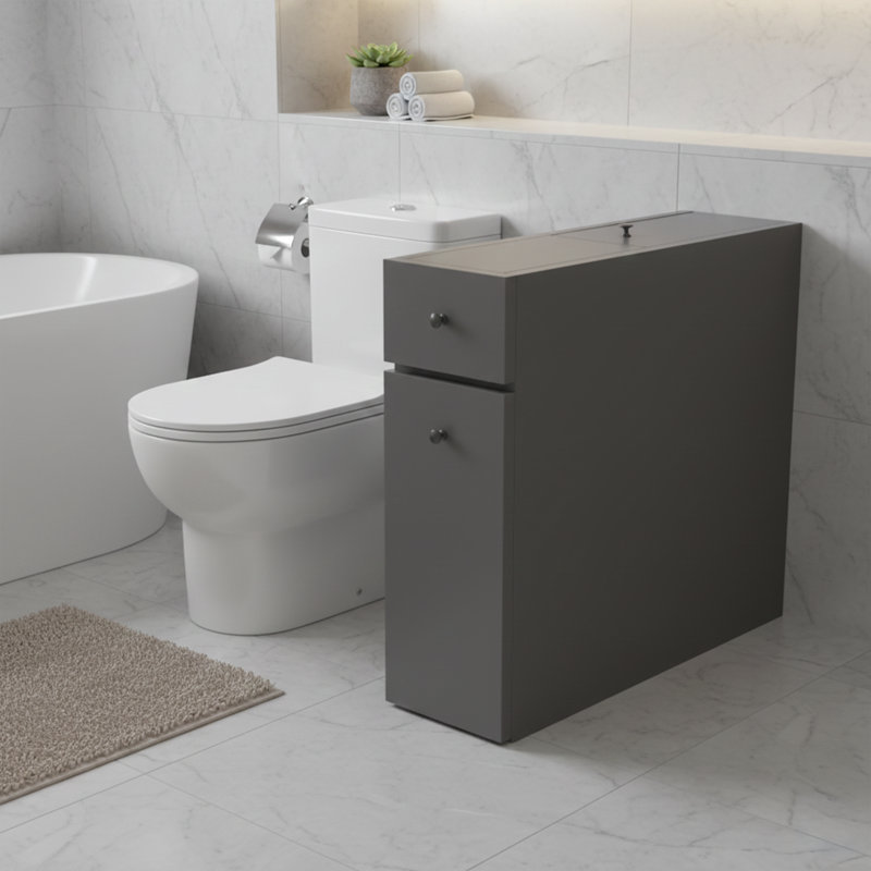 Meuble-lavabo autoportant de 7,5 po de largeur avec plateau rabattable Adalberto