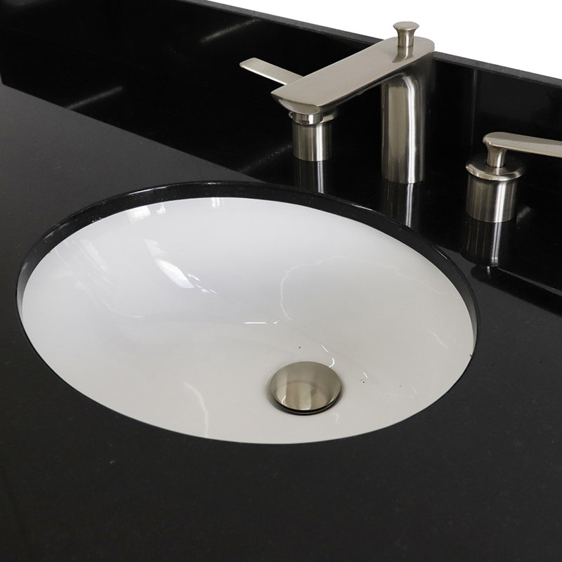 Constantin 61'' Single Bathroom Vanity with Top, Black Galaxy Granite