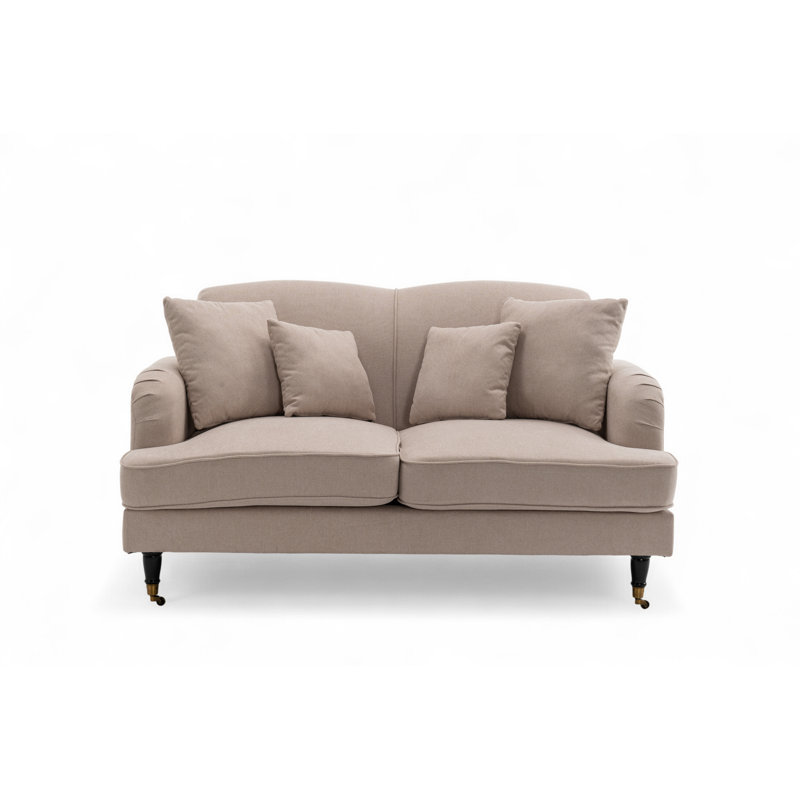 Penermon 150Cm Roll Arms Sofa, Montreal Beige Velvet, 2