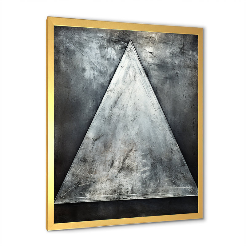 " Triangle Trance Shimmering Silver II ", Gold Single Picture Framed, 32" H x 16" W x 1" D