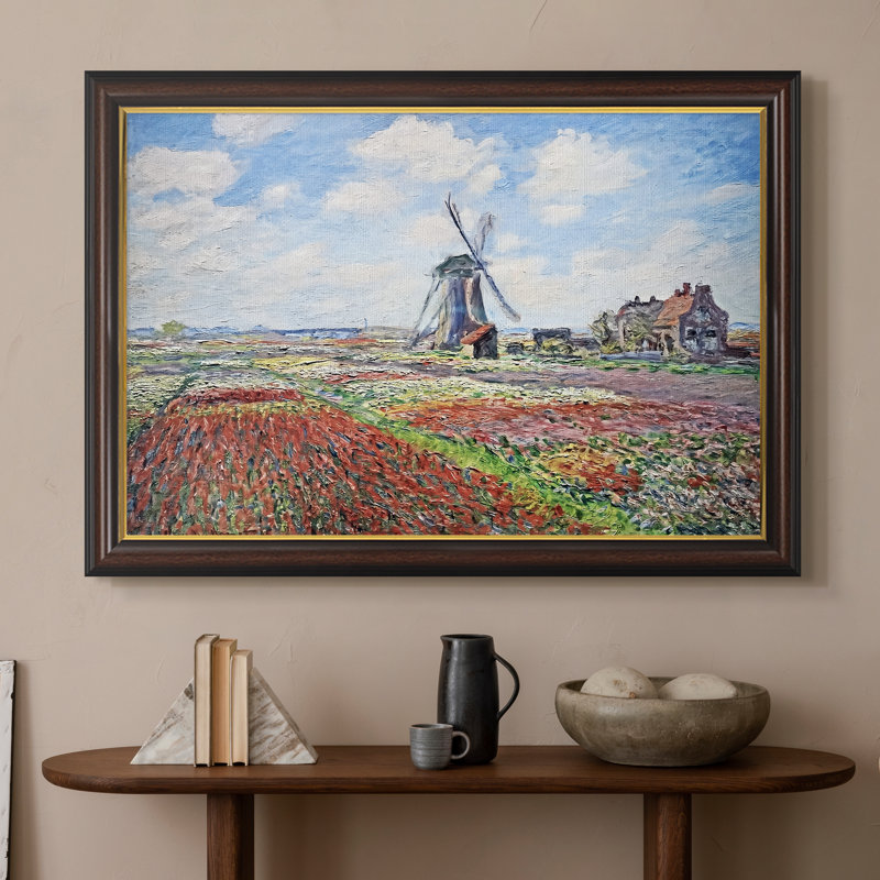 Tulip Fields with the Rijnsburg Windmill, 1886 - Claude Monet - Toile encadrée sur mesure, 16x22 INNER SIZE, Framed Canvas