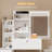 53.2" Vanity Desk With Lighted Mirror, 4 Drawers And Shelves, Makeup Vanity Table With Cushioned Stool For Bedroom Dressing
