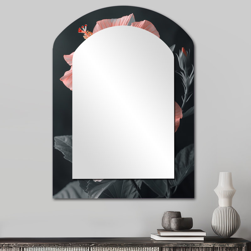 Rose, gris, tropical, tentation, hibiscus, 34 po x 25 po