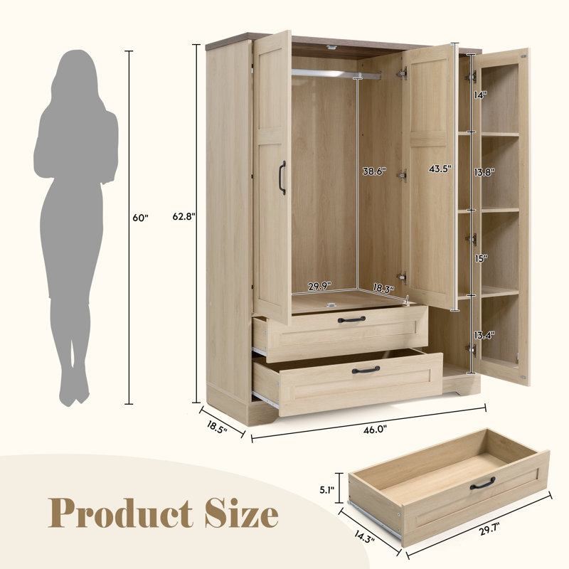 Armoire 46 po American Country, Naturel