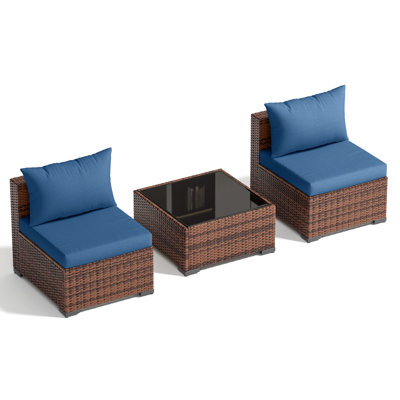 2-Person Outdoor Seating Group With Cushions by Ebern Designs