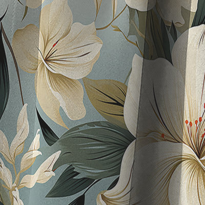 Neutral Zen Tropical Pattern I - Floral Curtain - Blackout Floral Curtain - 1 Panels