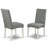 5 Piece Modern Dining Table Set Includes a Round Kitchen Table and 4 Gray Linen Fabric Upholstered Parson Chairs, 42x42 Inch, Linen White-52876162-52876163-104310634