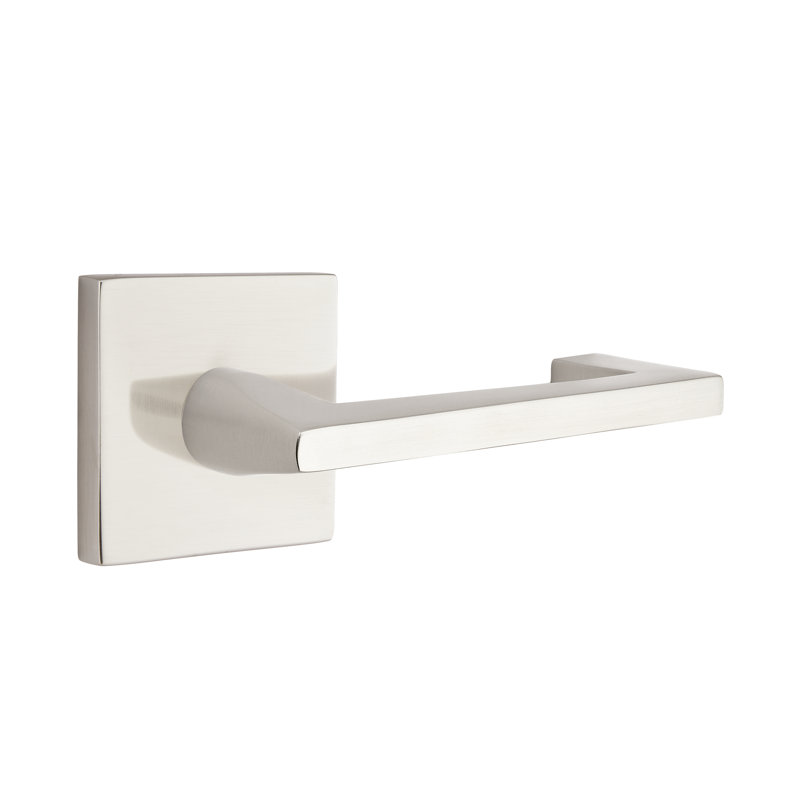 Poignée de porte avec rosette Argos, Droite, Nickel satiné