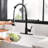 Matte Black Pull Down Water Filter Kitchen Sink Faucet With Roll Up Dish Drying Rack, 3 Way Drinking Faucet, Single Handle Dual Function Spray Head, Contemporary Style Made Of Solid Brass 44 Head And