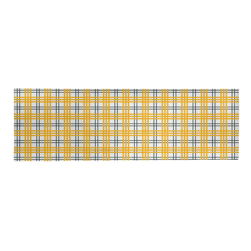 Tapis jaune / blanc à carreaux, Tapis de couloir 2 pi 6 po x 8 pi