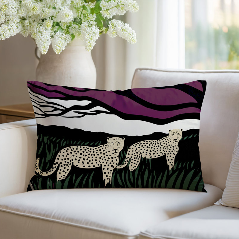 Oreiller rectangulaire réversible intérieur / extérieur Vold Leopard, Rectangle H 14 po x l 20 po, Gris