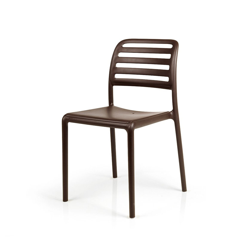 Samia Stacking Patio Dining Side Chair with Cushion, Caffe