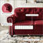 Canapé en velours de style Mid-Century moderne avec garniture cloutée, accoudoirs roulés et capitonnage à boutons, comprend 3 coussins pour plus de confort