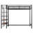 Twin Metal Loft Bed with Side Storage Ladder & Upper Grid Shelf, Space-Saving Loft Bed, Black-1171248697