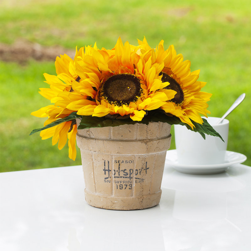 Faux Silk Sunflower Arrangement in Pot