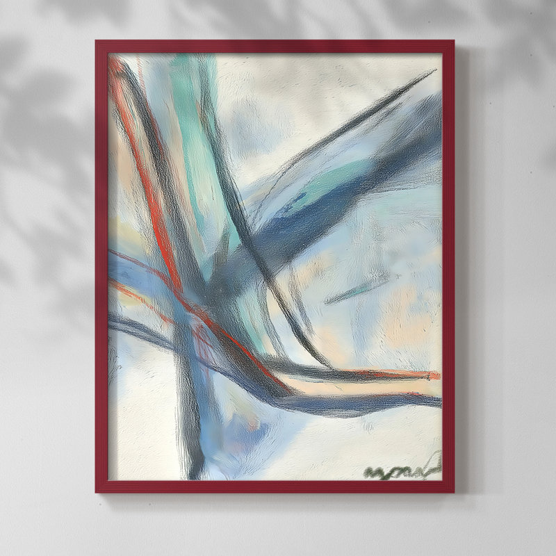 Série ABSTRACT DCCLV - reproduction encadrée de qualité supérieure - prête à être accrochée - aucun clou requis, Rouge