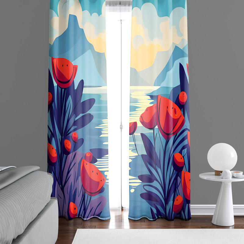 Paire de rideaux semi-transparents en polyester Dewanna, L 40 po x L 61 po