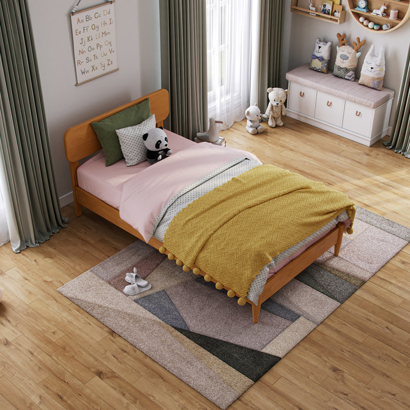 Vetu Solid Wood Platform Bed, Light Toffee, Twin
