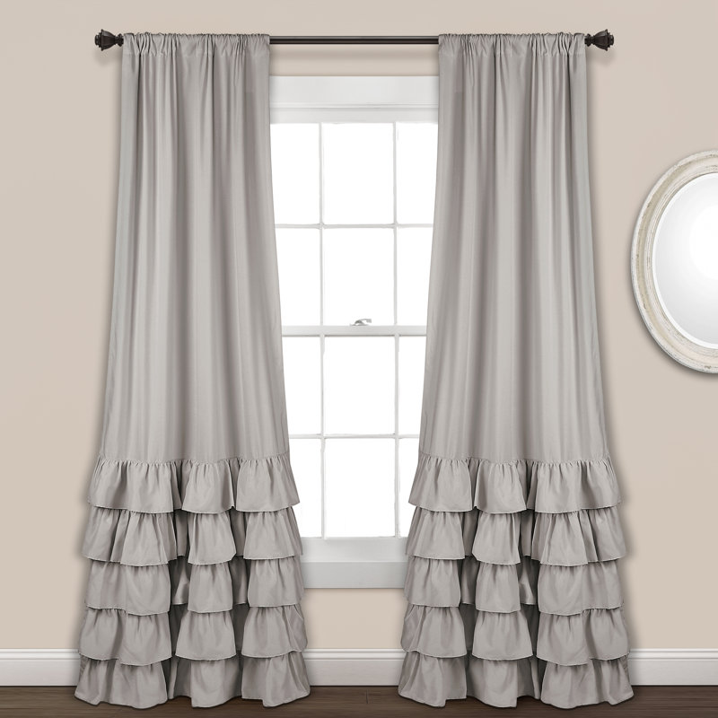 Paire de rideaux semi-transparents Lush Decor Allison Ruffle (ensemble de 2), Gris clair, L 40 po x L 95 po