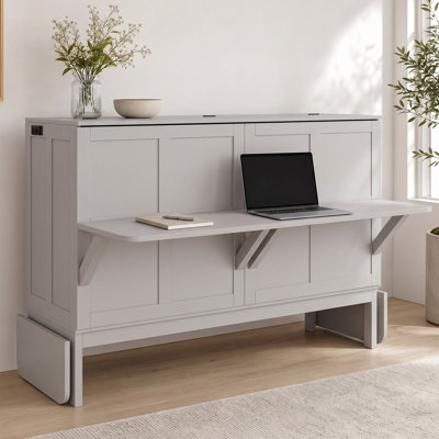 2-in-1 Smart Desk Cabinet Bed – Pull Out Bed with USB Ports & Flip-Down Shelf