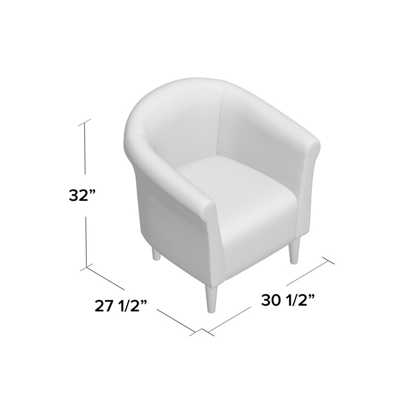 Fauteuil demi-tonneau en polyester de 30,5 po de largeur Liam, Argent cowboy
