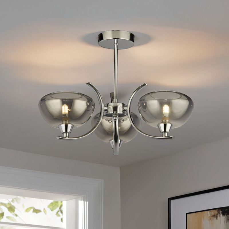 Glass Semi Flush Mount, 3 Lights