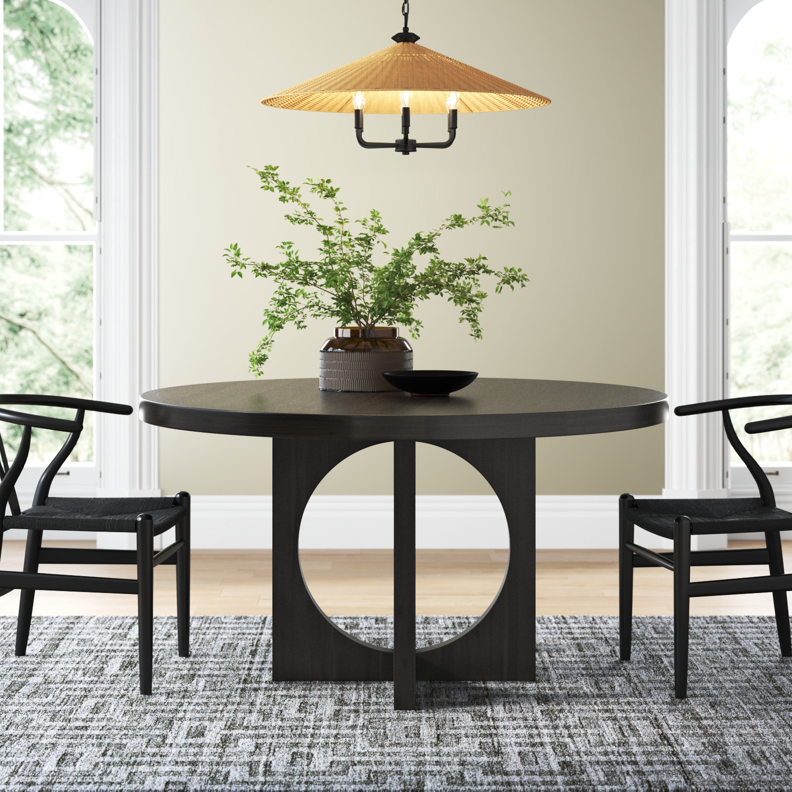 54'' Round Dining Table, Black