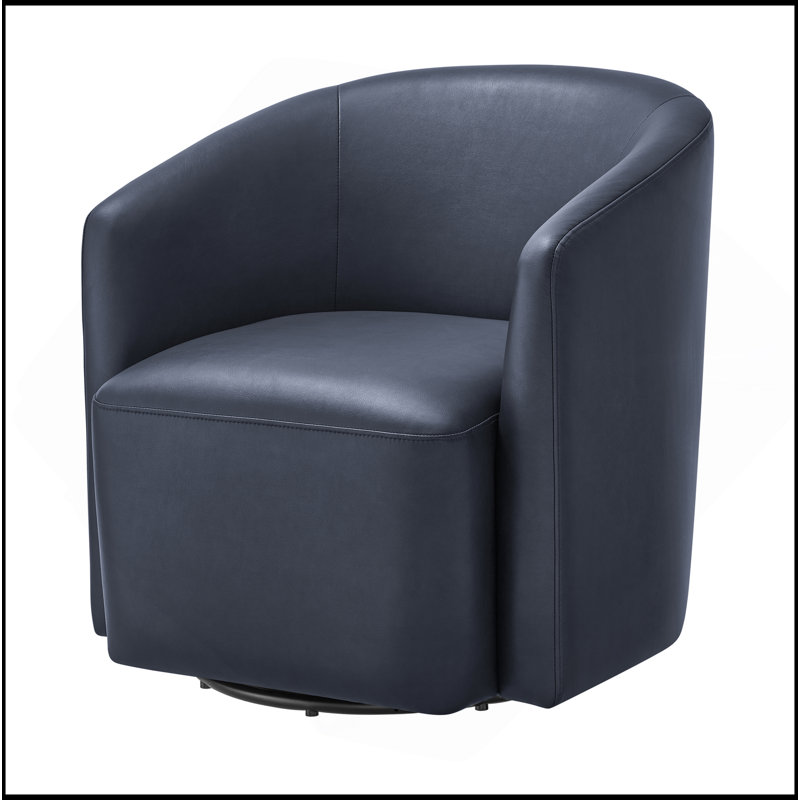 Fauteuil demi-tonneau pivotant en similicuir, Bleu
