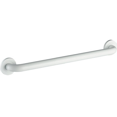 30" Wall-Mounted Round Grab Bar - Matte White, Premium Brass Construction, Installation Hardware Included