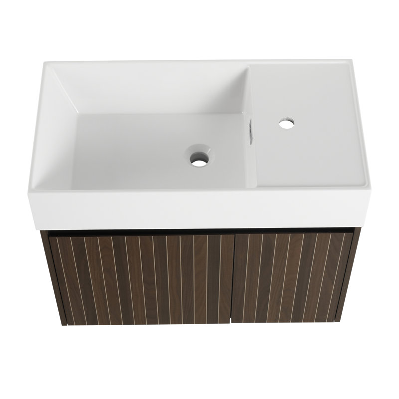 Armoire de salle de bain avec lavabo, 29.5", Rayures brun argenté