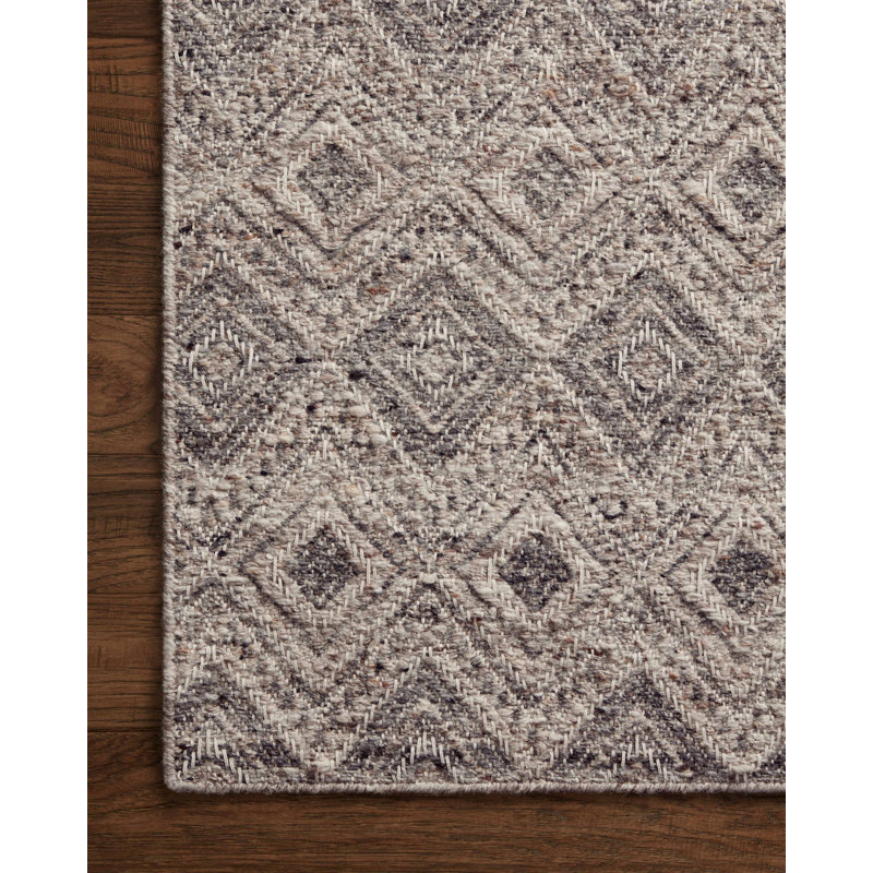 Tapis taupe / gris en laine / coton / polyester fait à la main Devynn, Carré 1 pi 6 po