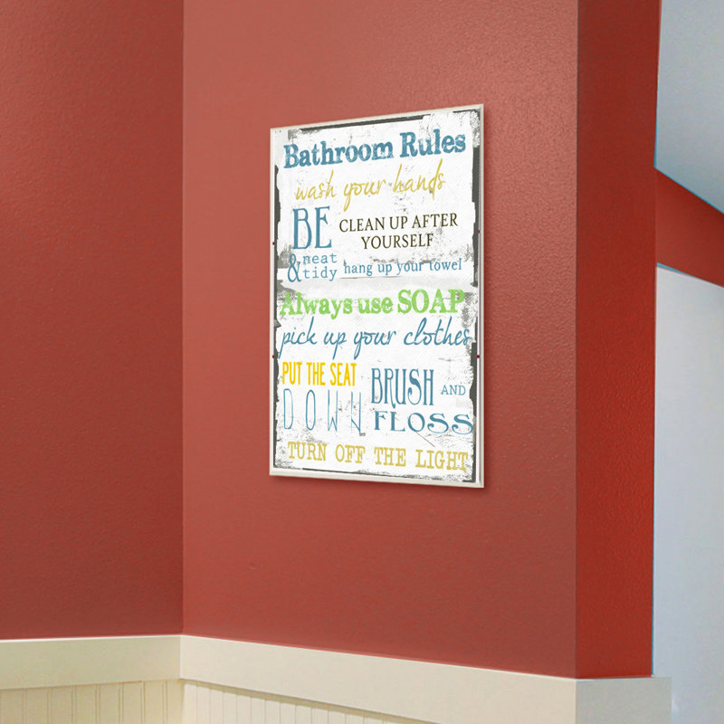 Bathroom - Textual Art, 15" H x 10" W x 0.5" D, Wall Plaque