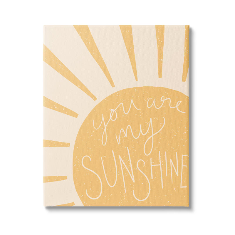 «You Are My Sunshine Simplistic Sun Beam Raysxxl», art mural sur toile tendue par Heather Mclaughlin, H 24 po x l 30 po