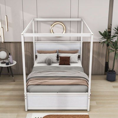 Pylle Full Drawers Wood Canopy Platform Bed