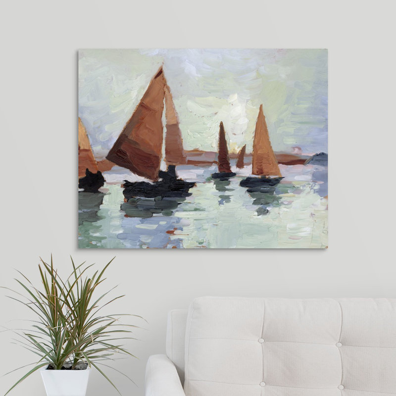 «Sunset Harbor I», peinture sur toile, Toile tendue, H 16 po x l 20 po x P 1,25 po