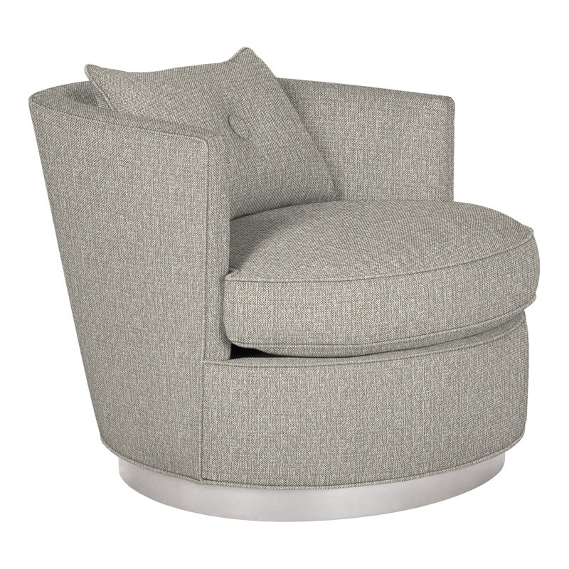 Bernadette By Michael Weiss Swivel Barrel Chair, Tarbee Pebble, Dove Gray