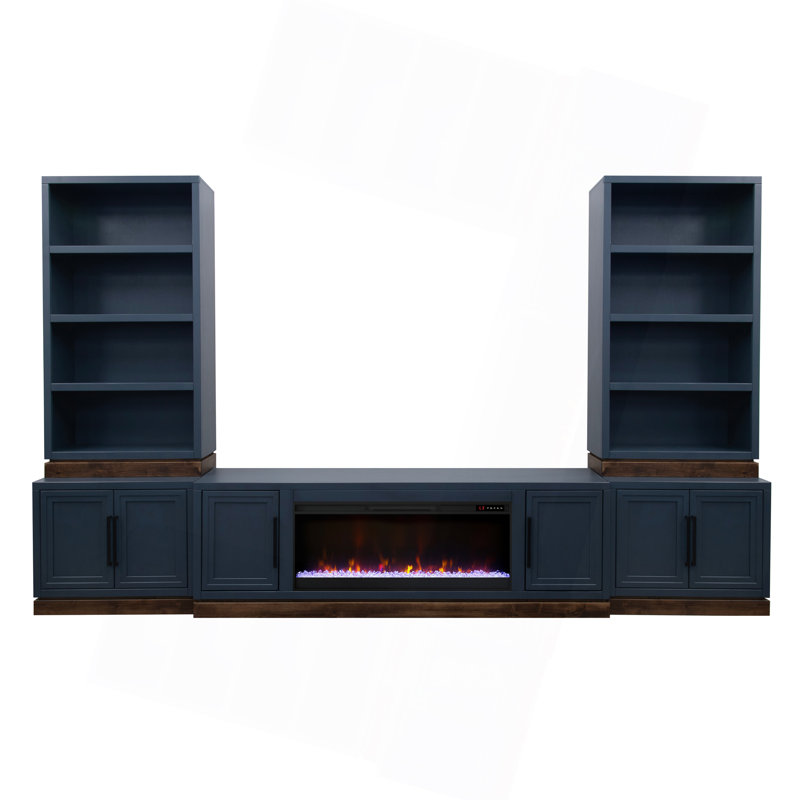 Armoire modulaire à 2 portes Nora, sans assemblage requis, denim bleu et finition whisky