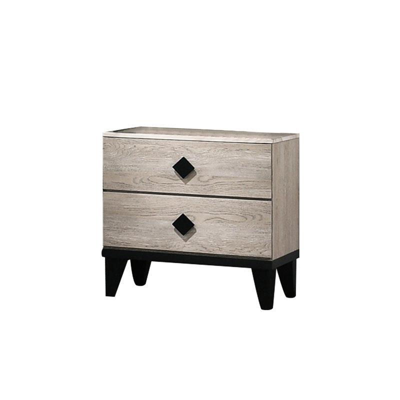 Table de chevet avec 2 tiroirs crème et un rangement de qualité 2 po pour la chambre à coucher