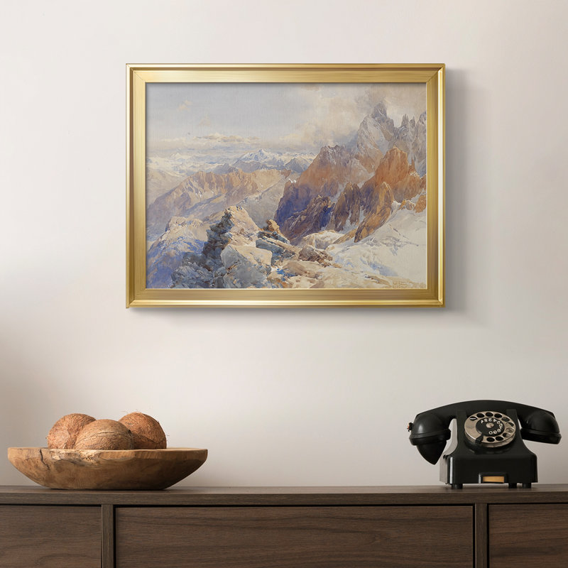 High Alpine Landscape-Edward Theodore Compton-Toile tendue avec châssis-c. Fin du 19e siècle / début du 20e siècle, Doré