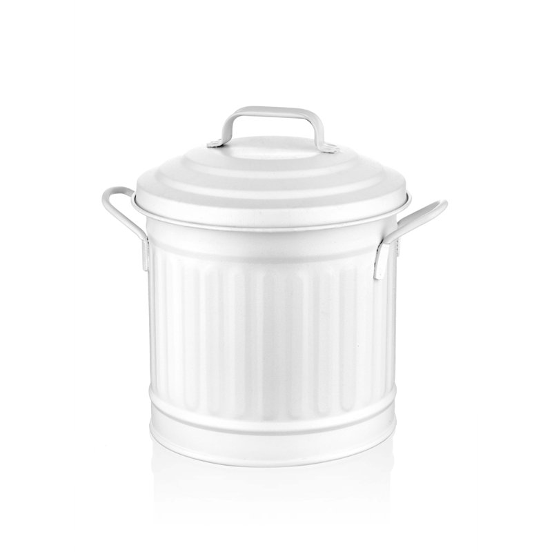 Taurean Metal Manual Lift Waste Bin - 4L, Matte White