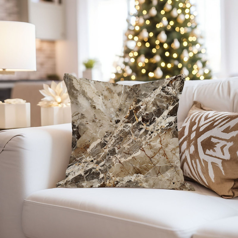 Abstract Marble Geode XVI Modern Throw Pillow Cover, 16"H x 16"W